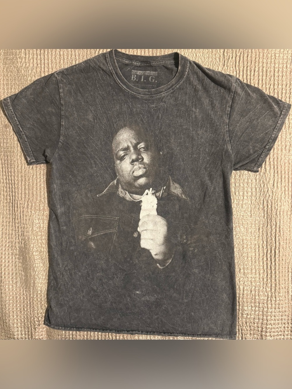 The Notorious B.I.G. Acid Wash Graphic T-Shirt Grey Men’s Small